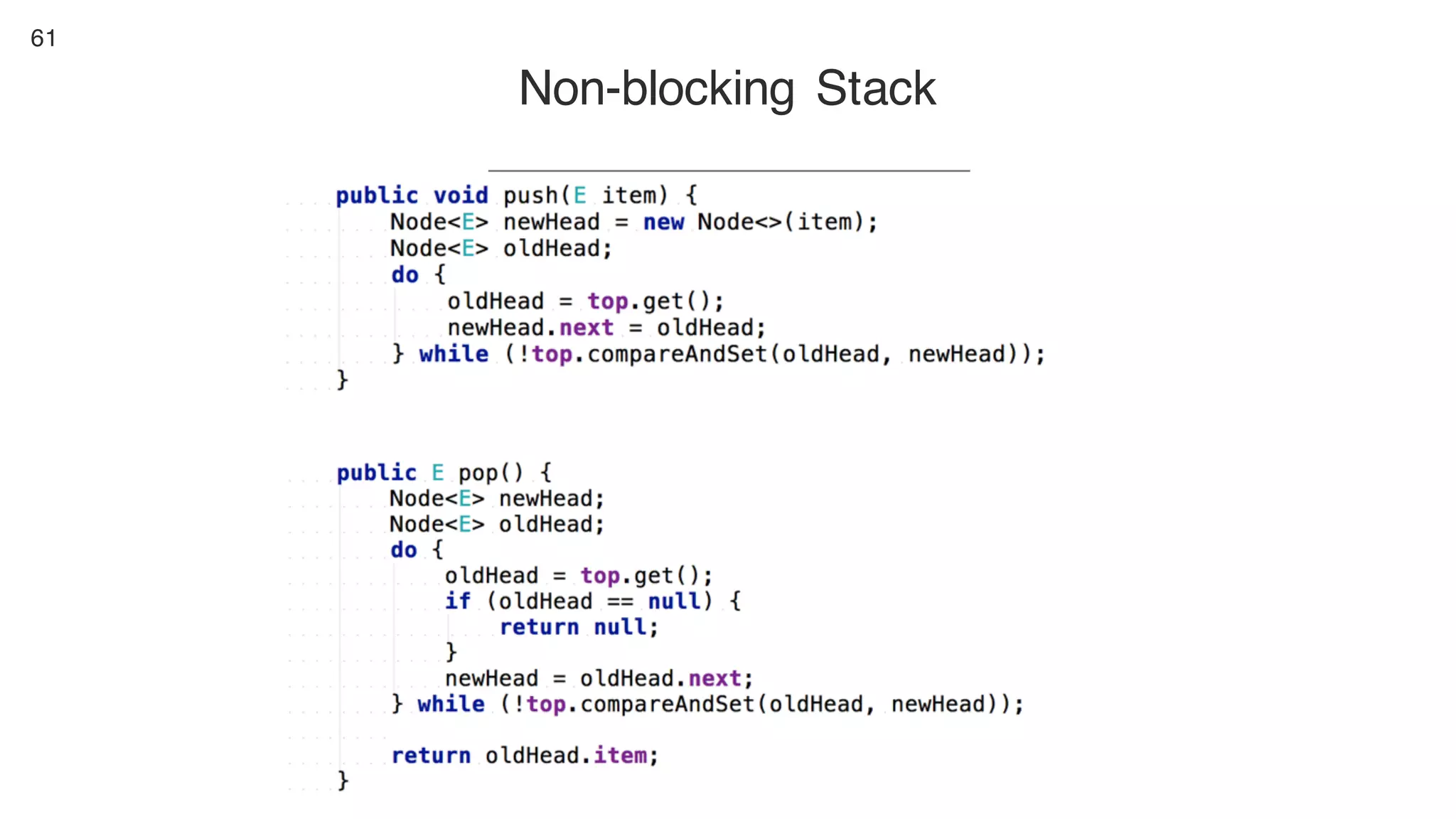 61
Non-blocking Stack
 