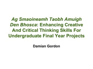 Ag Smaoineamh Taobh Amuigh Den Bhosca : Enhancing Creative And Critical Thinking Skills For Undergraduate Final Year Projects Damian Gordon 