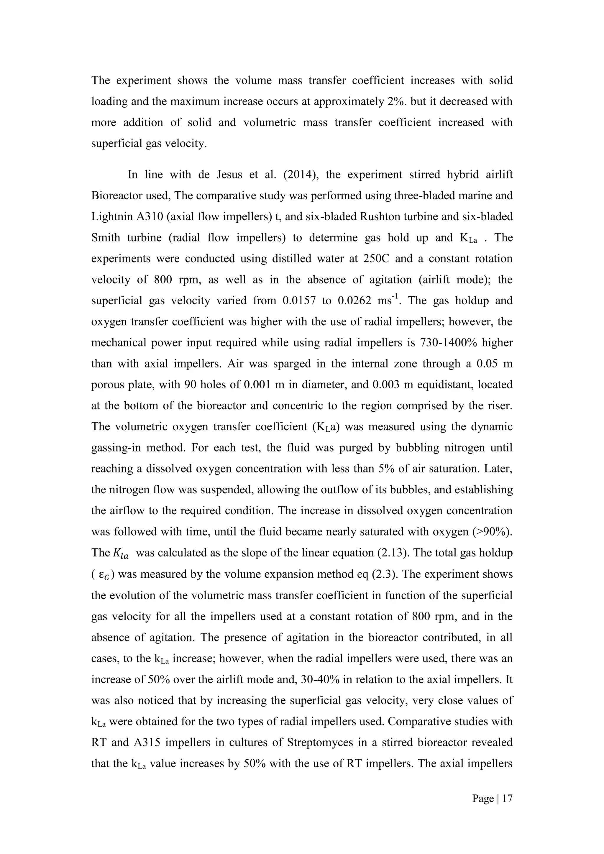 Fyp measurement of volumetric mass transfer coefficient | PDF