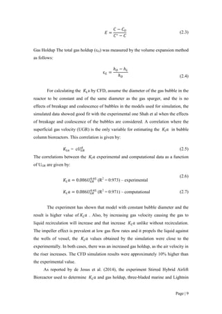 Fyp measurement of volumetric mass transfer coefficient | PDF