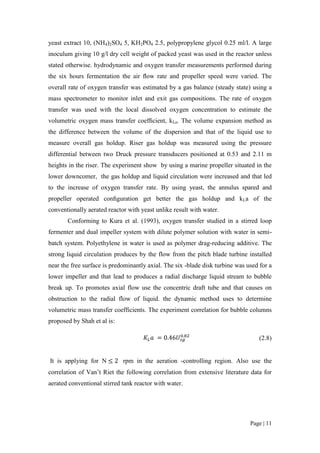 Fyp measurement of volumetric mass transfer coefficient | PDF