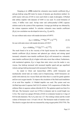Fyp measurement of volumetric mass transfer coefficient | PDF