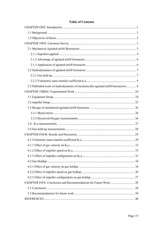 Fyp measurement of volumetric mass transfer coefficient | PDF