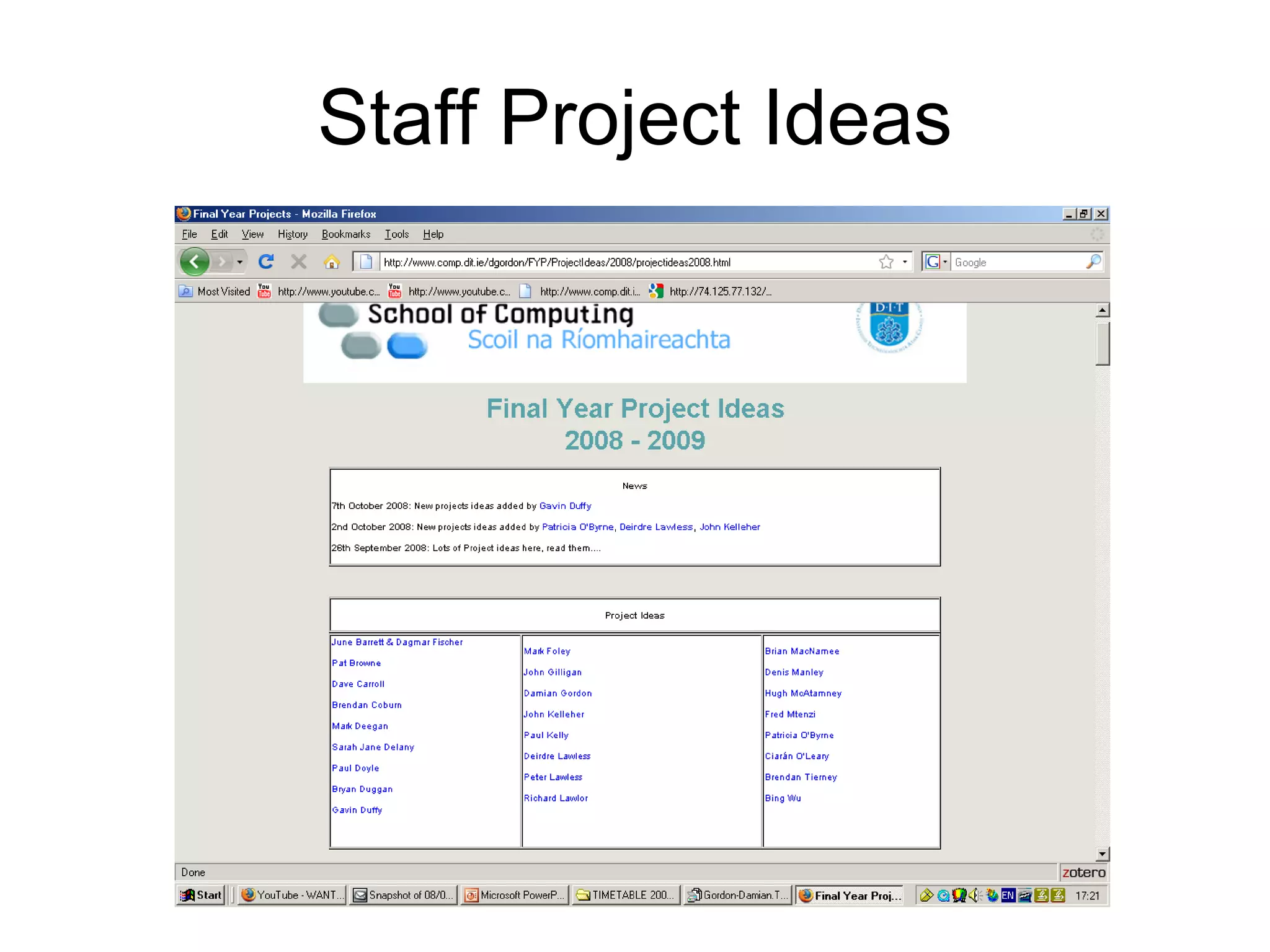 Staff Project Ideas 