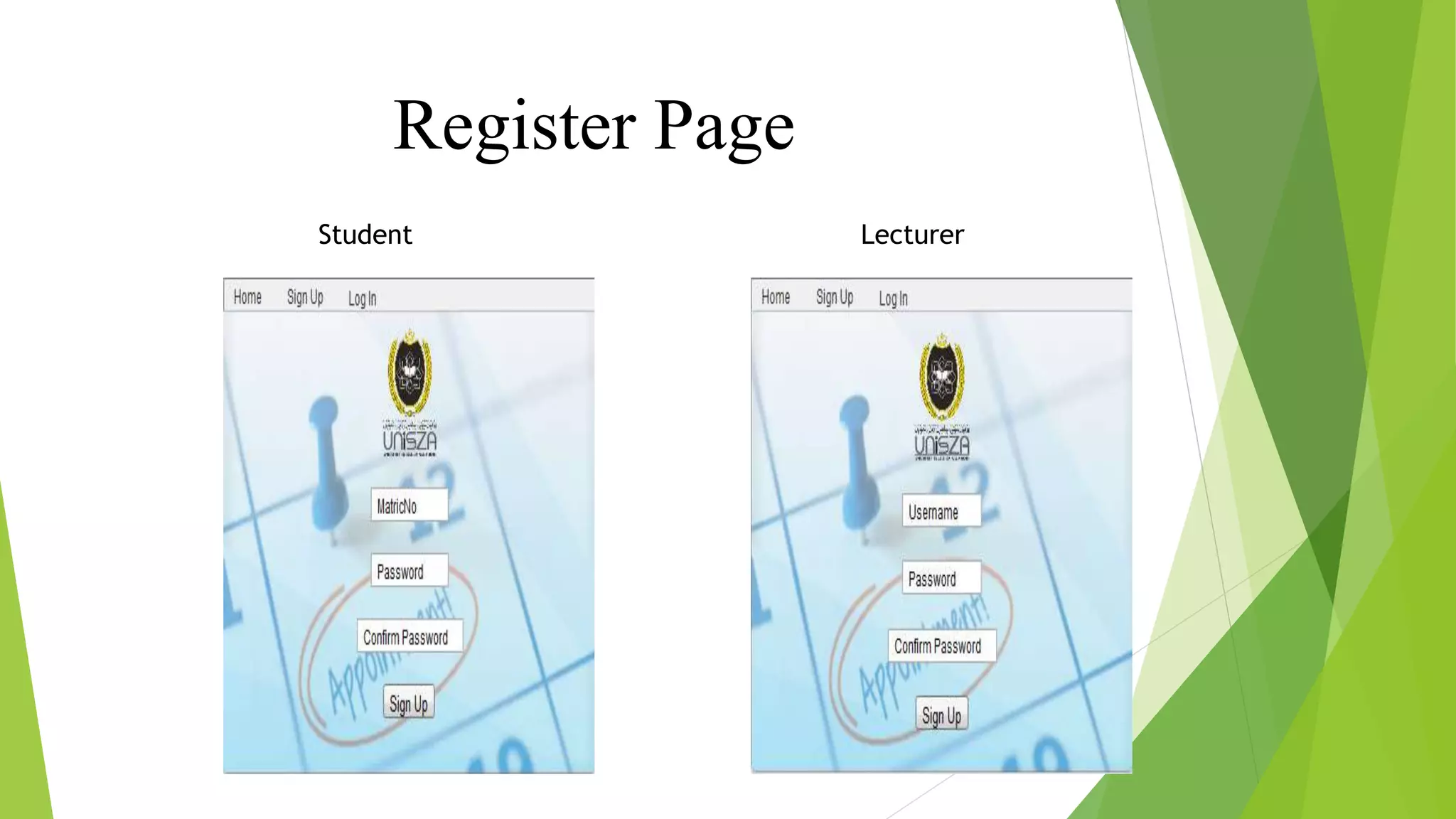 Register Page
Student Lecturer
 