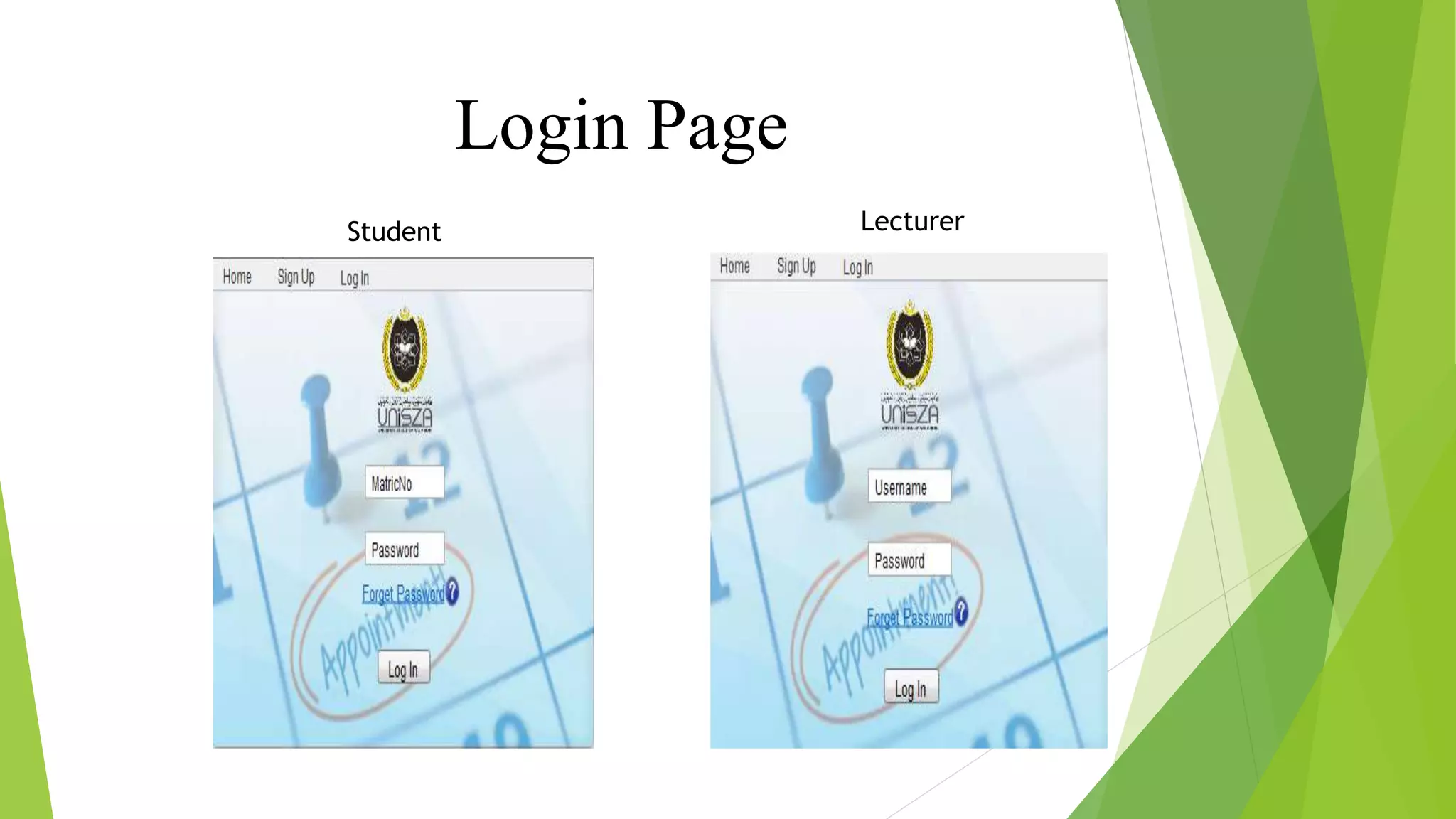 Login Page
Student Lecturer
 