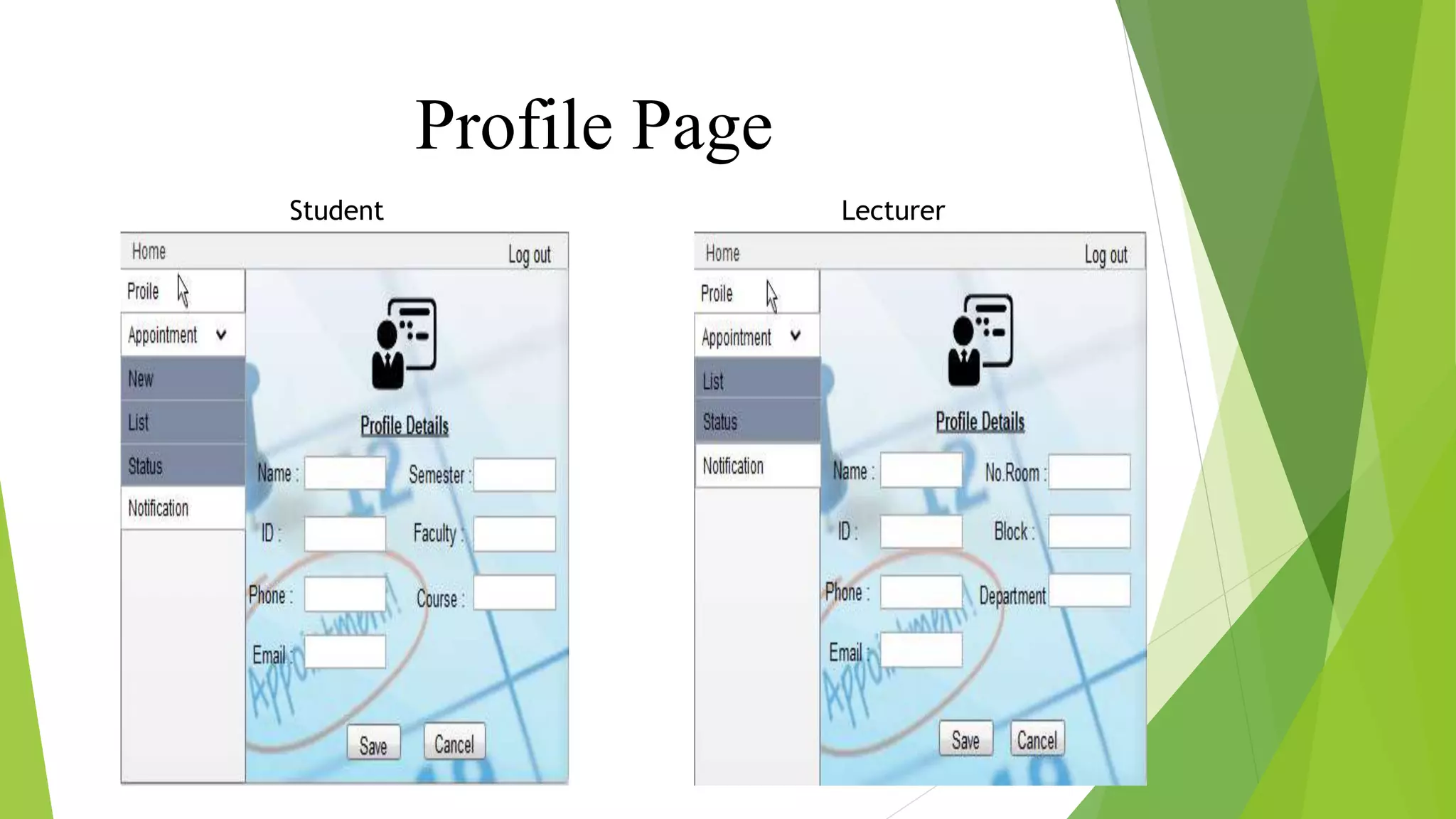 Profile Page
Student Lecturer
 