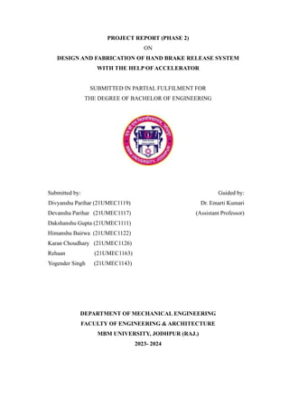 Final Year Mecahnical Engneering Project 2024 | PDF