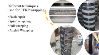 Different techniques
used for CFRP wrapping
• Patch repair
• Spiral wrapping
• Full wrapping
• Angled Wrapping
 