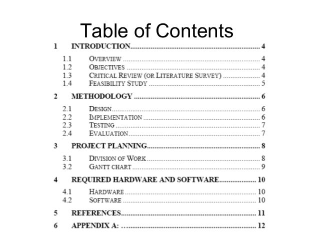 Apa 6 thesis table of contents