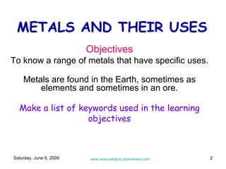 METAL REACTIONS AND USES | PPT
