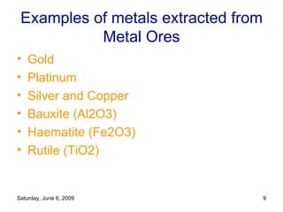 Metal Silver Example METAL REACTIONS AND USES | PPT