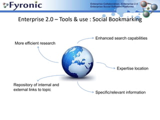 Enterprise 2.0 – Tools & use : Rating / commentingInteraction with topic experts gathering internal/external opinions Engage with ... Basis of crowdcasting systemsDiscussing topics, documents, ideas