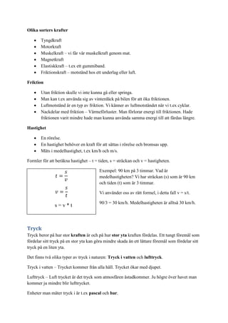 Fysik sammanfattning | PDF