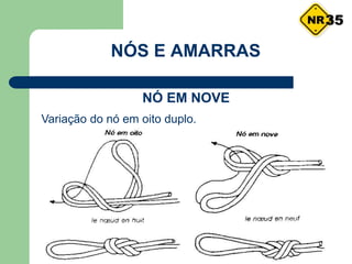 NÓS E AMARRAS
NÓ EM NOVE
Variação do nó em oito duplo.
35
 
