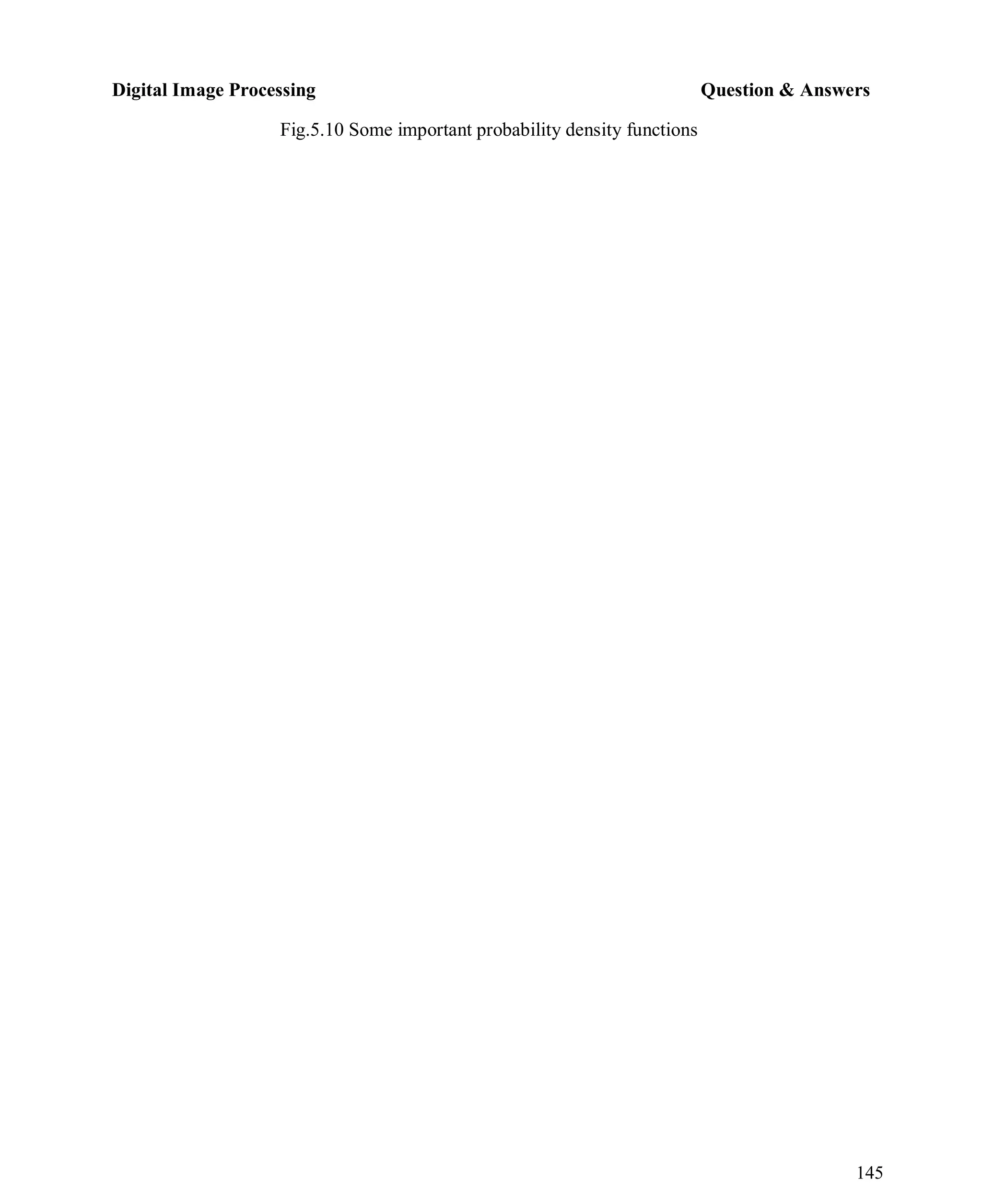 Digital Image Processing Question & Answers
145
Fig.5.10 Some important probability density functions
 