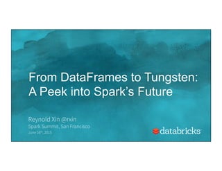 From DataFrames to Tungsten:
A Peek into Spark’s Future
Reynold Xin @rxin
Spark Summit, San Francisco
June 16th, 2015
 