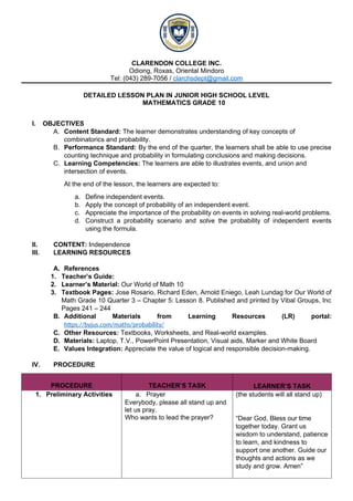 G-10- Independent event lesson plan day3 | DOCX