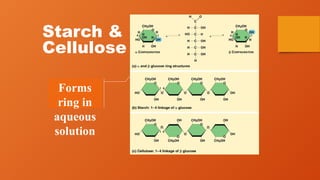 Starch &
Cellulose
Forms
ring in
aqueous
solution
 