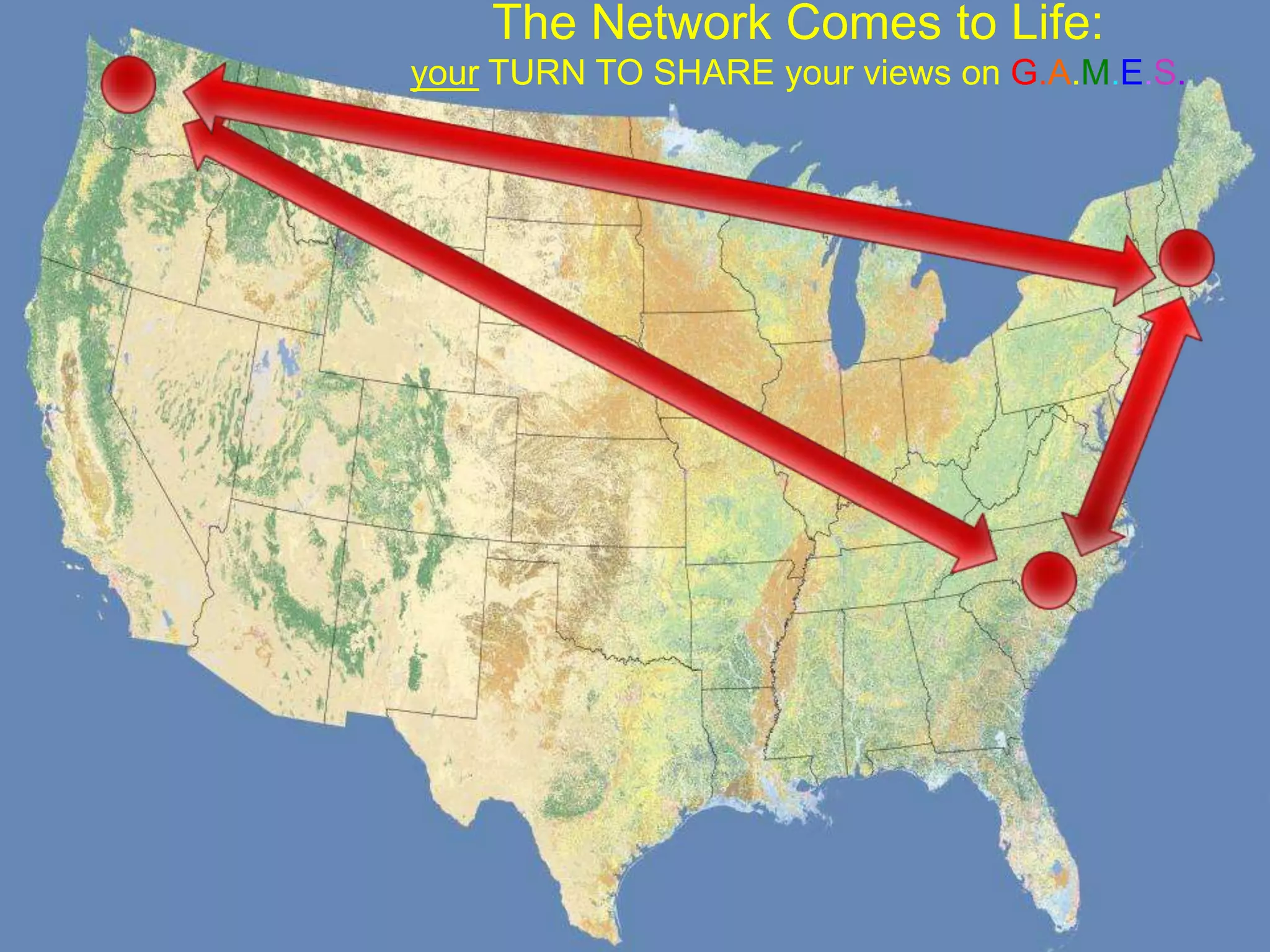 The Network Comes to Life:
your TURN TO SHARE your views on G.A.M.E.S.
 