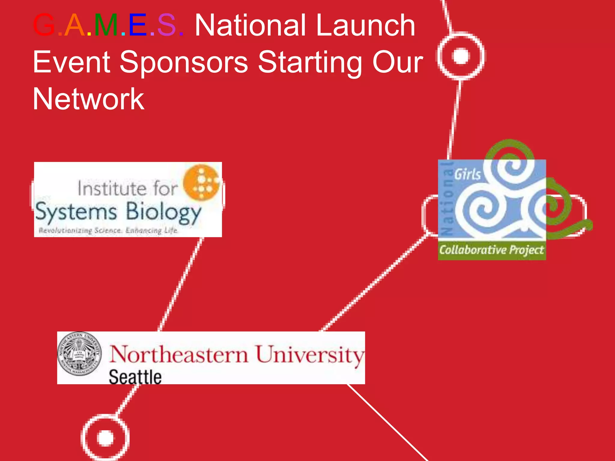 G.A.M.E.S. National Launch
Event Sponsors Starting Our
Network
 