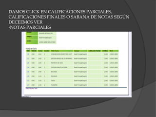 DAMOS CLICK EN CALIFICACIONES PARCIALES,
CALIFICACIONES FINALES O SABANA DE NOTAS SEGÚN
DECEEMOS VER
-NOTAS PARCIALES
 