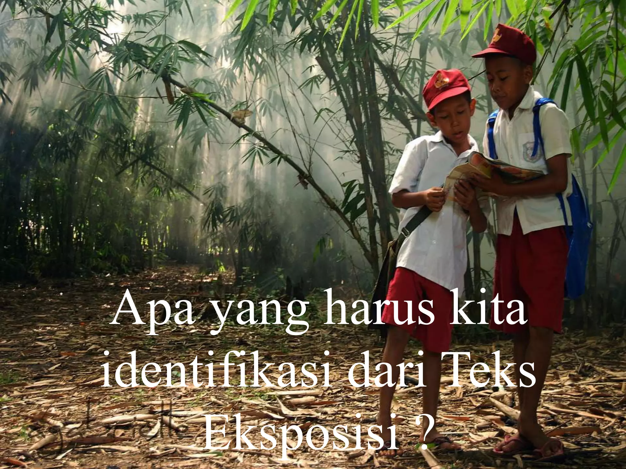 Apa yang harus kita
identifikasi dari Teks
Eksposisi ?