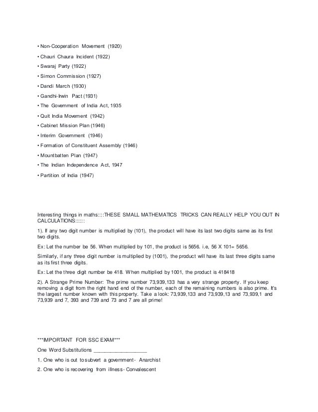 Notes for preparation of G.S Or G.K