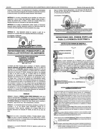 428.052		 GACETA OFICIAL DE LA REPÚBLICA BOLIVARIANA DE VENEZUELA	 Martes 24 de mayo de 2016
 
