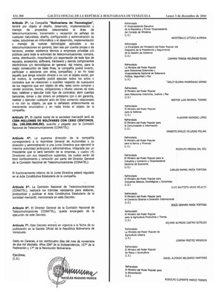 432.388			 GACETA OFICIAL DE LA REPÚBLICA BOLIVARIANA DE VENEZUELA		 Lunes 5 de diciembre de 2016
 