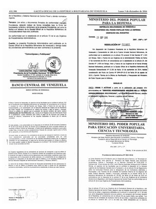 432.390			 GACETA OFICIAL DE LA REPÚBLICA BOLIVARIANA DE VENEZUELA		 Lunes 5 de diciembre de 2016
 