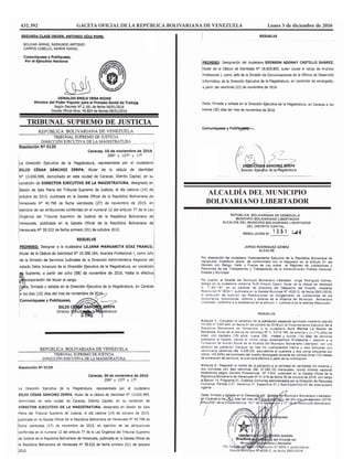 432.392			 GACETA OFICIAL DE LA REPÚBLICA BOLIVARIANA DE VENEZUELA		 Lunes 5 de diciembre de 2016
ALCALDÍA DEL MUNICIPIO
BOLIVARIANO LIBERTADOR
 