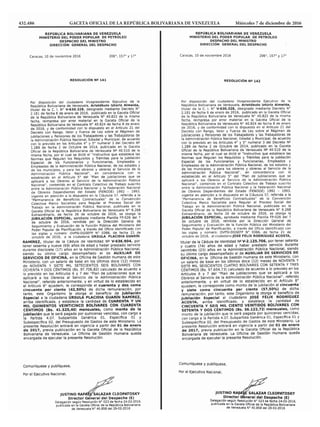 432.486			 GACETA OFICIAL DE LA REPÚBLICA BOLIVARIANA DE VENEZUELA	 Miércoles 7 de diciembre de 2016
 