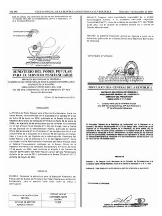 432.488			 GACETA OFICIAL DE LA REPÚBLICA BOLIVARIANA DE VENEZUELA	 Miércoles 7 de diciembre de 2016
 