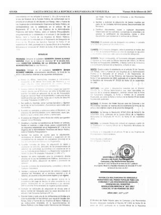433.926 GACETA OFICIAL DE LA REPÚBLICA BOLIVARIANA DE VENEZUELA		 Viernes 10 de febrero de 2017
 