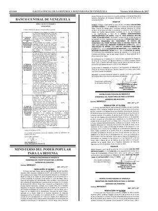 433.918 GACETA OFICIAL DE LA REPÚBLICA BOLIVARIANA DE VENEZUELA		 Viernes 10 de febrero de 2017
MINISTERIO DEL PODER POPULAR
PARA LA DEFENSA
BANCO CENTRAL DE VENEZUELA
 