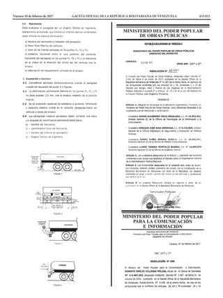 Viernes 10 de febrero de 2017		 GACETA OFICIAL DE LA REPÚBLICA BOLIVARIANA DE VENEZUELA		 433.923
MINISTERIO DEL PODER POPULAR
DE OBRAS PÚBLICAS
 