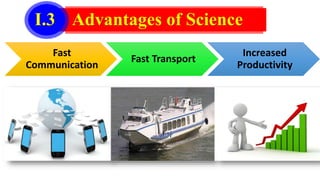 I.3 Advantages of Science
Fast
Communication
Fast Transport
Increased
Productivity
 