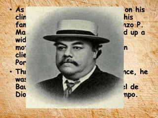 • As he practiced Ophthalmology on his
clinic in Hong Kong to live with his
family, he befriended Dr. Lorenzo P.
Marques who helped him to build up a
wide clientele. He operated his
mother again and he had foreign
clients like British, Chinese,
Portuguese and Americans.
• Through his Ophthalmic excellence, he
was commended by Dr. Ariston
Bautista Lin, Don Antonio Vergel de
Dios and Dr. Geminiano de Ocampo.
 