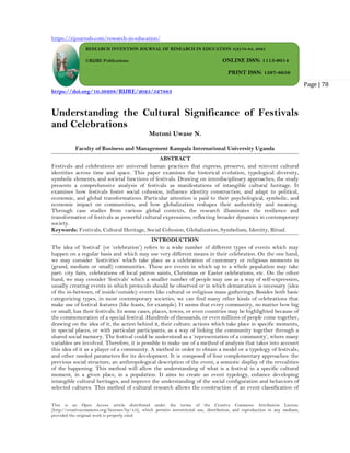 Understanding the Cultural Significance of Festivals and Celebrations ...