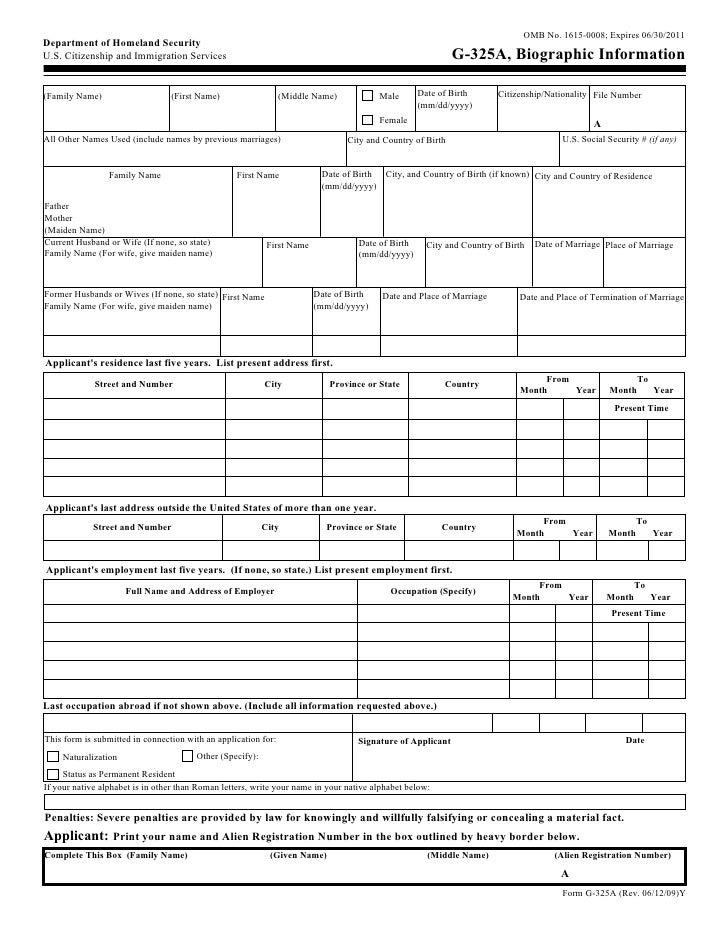 g 325a biographical form g 325a