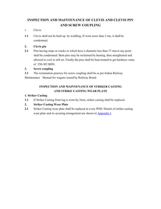 G 80. inspection and maintenance of centre buffer couplers ( for ...