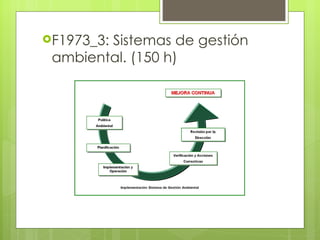 F1973_3:
        Sistemas de gestión
 ambiental. (150 h)
 