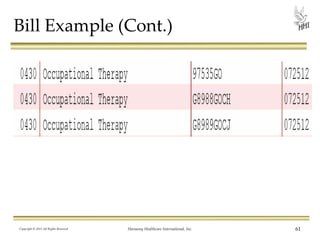 Bill Example (Cont.)

Copyright © 2013 All Rights Reserved

Harmony Healthcare International, Inc.

61

 