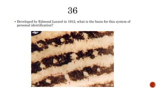  Developed by Edmond Locard in 1912, what is the basis for this system of
personal identification?
 