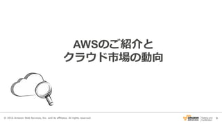3
AWSのご紹介と
クラウド市場の動向
© 2016 Amazon Web Services, Inc. and its affiliates. All rights reserved.
 