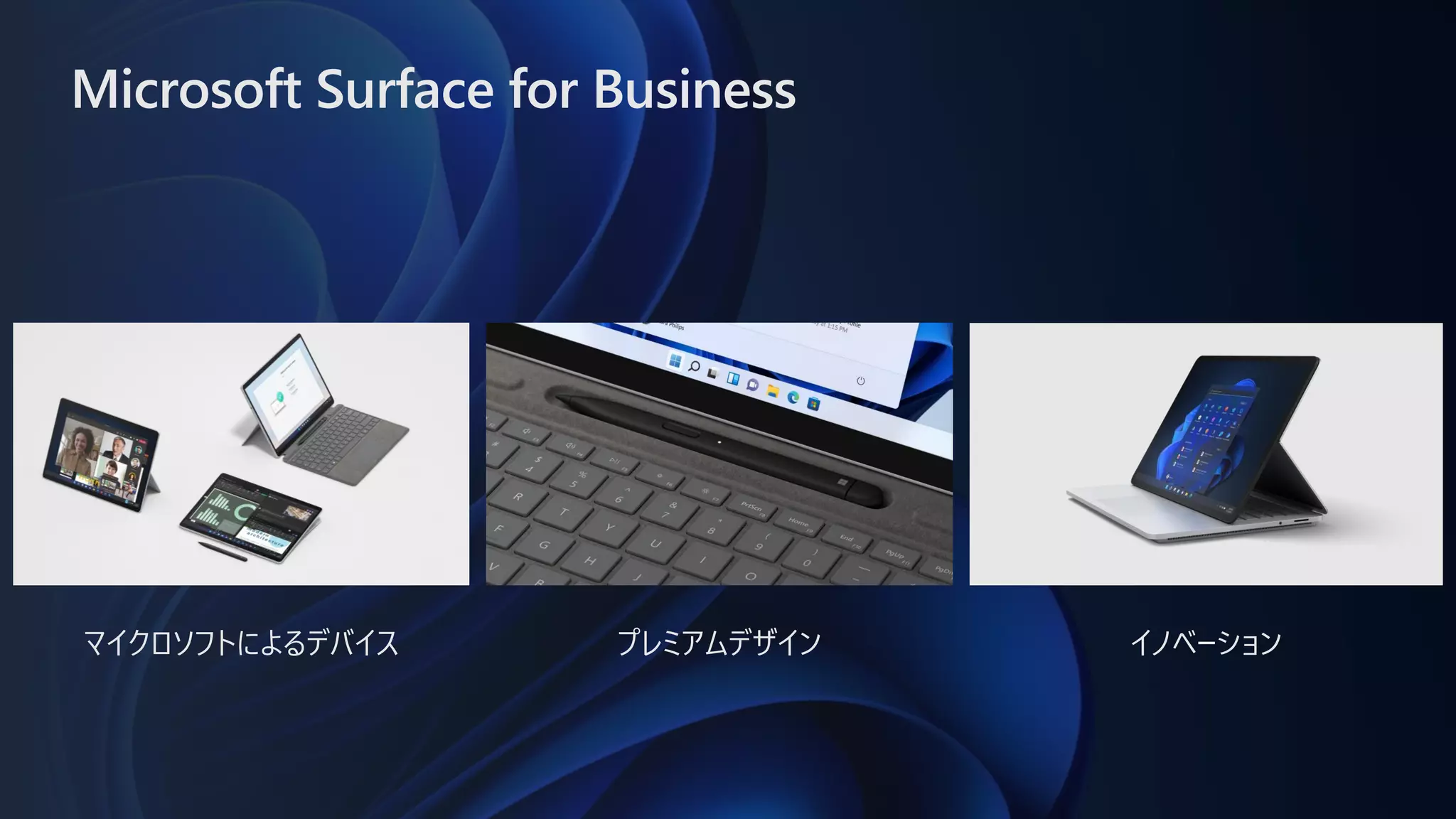 Microsoft Surface for Business
マイクロソフトによるデバイス イノベーション
プレミアムデザイン
 