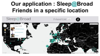 Our application : Sleep@Broad
Friends in a specific location
 