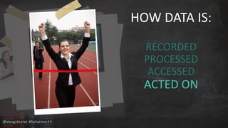 @dougsleeter #Solutions14 
HOW DATA IS: 
RECORDED 
PROCESSED 
ACCESSED 
ACTED ON 
 