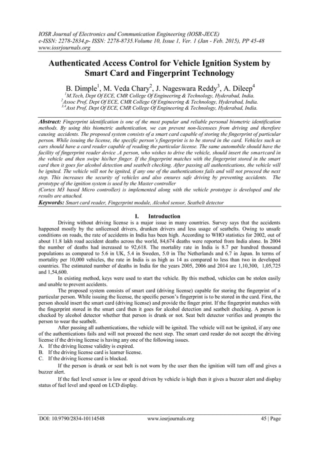 Authenticated Access Control for Vehicle Ignition System by Smart Card